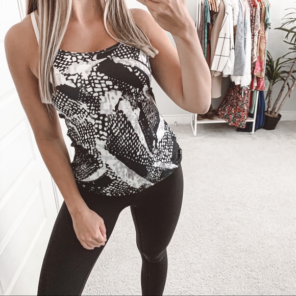 lululemon athletica Tops - Lululemon Power Y Tank Static Mist Black White